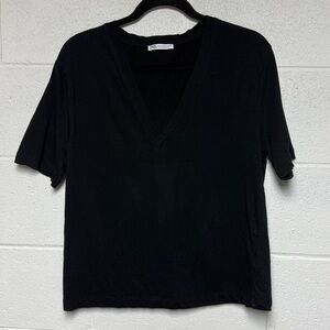 Zara Black Deep V-neck Top